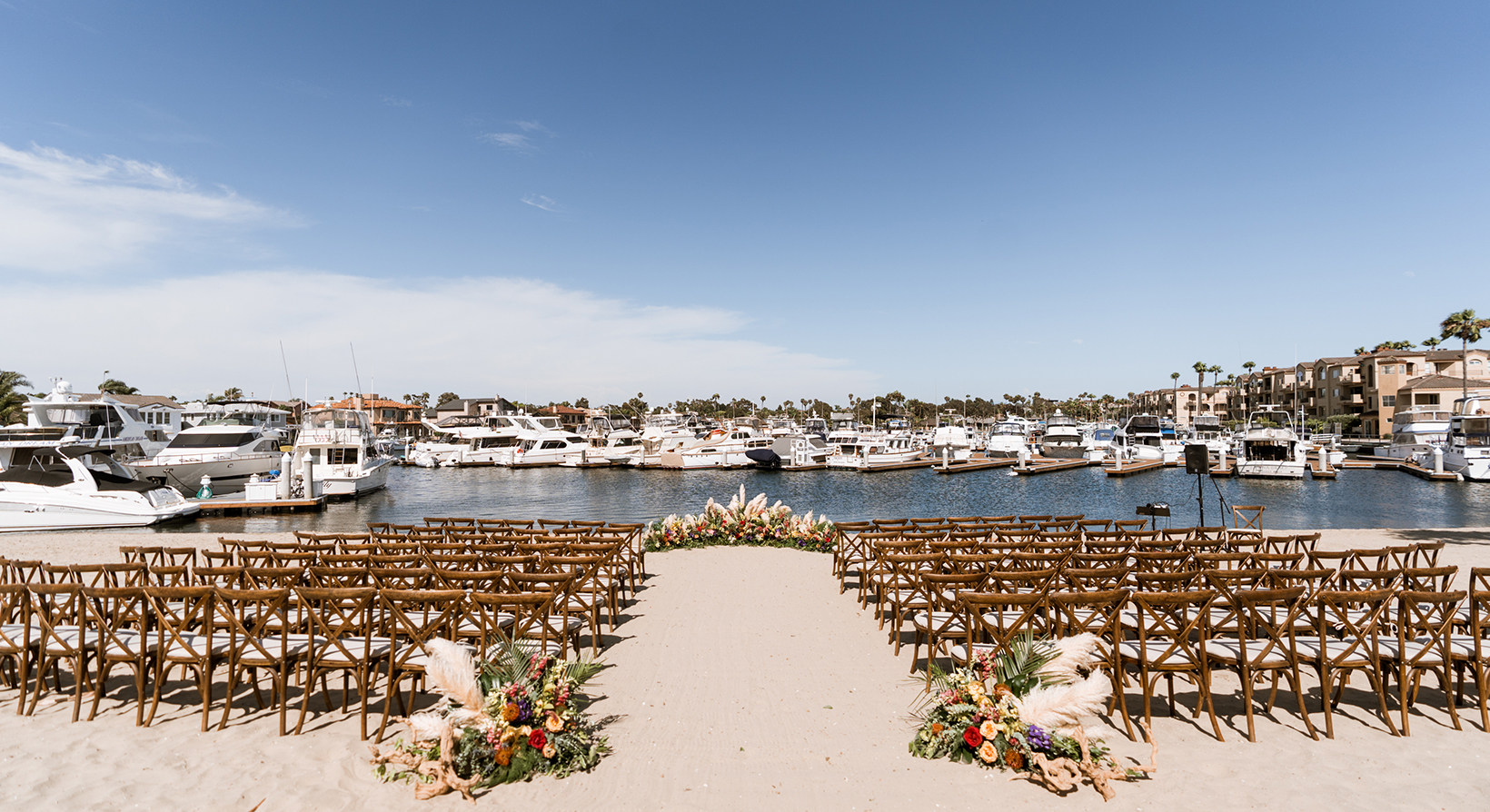 Daytime wedding at the bay in Huntington, Southern California